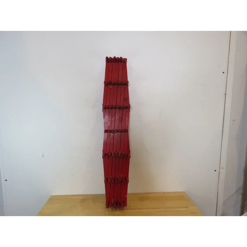 49 RED Vintage Wooden Accordion Peg Rack Wall Mount Hanger Expandable RARE